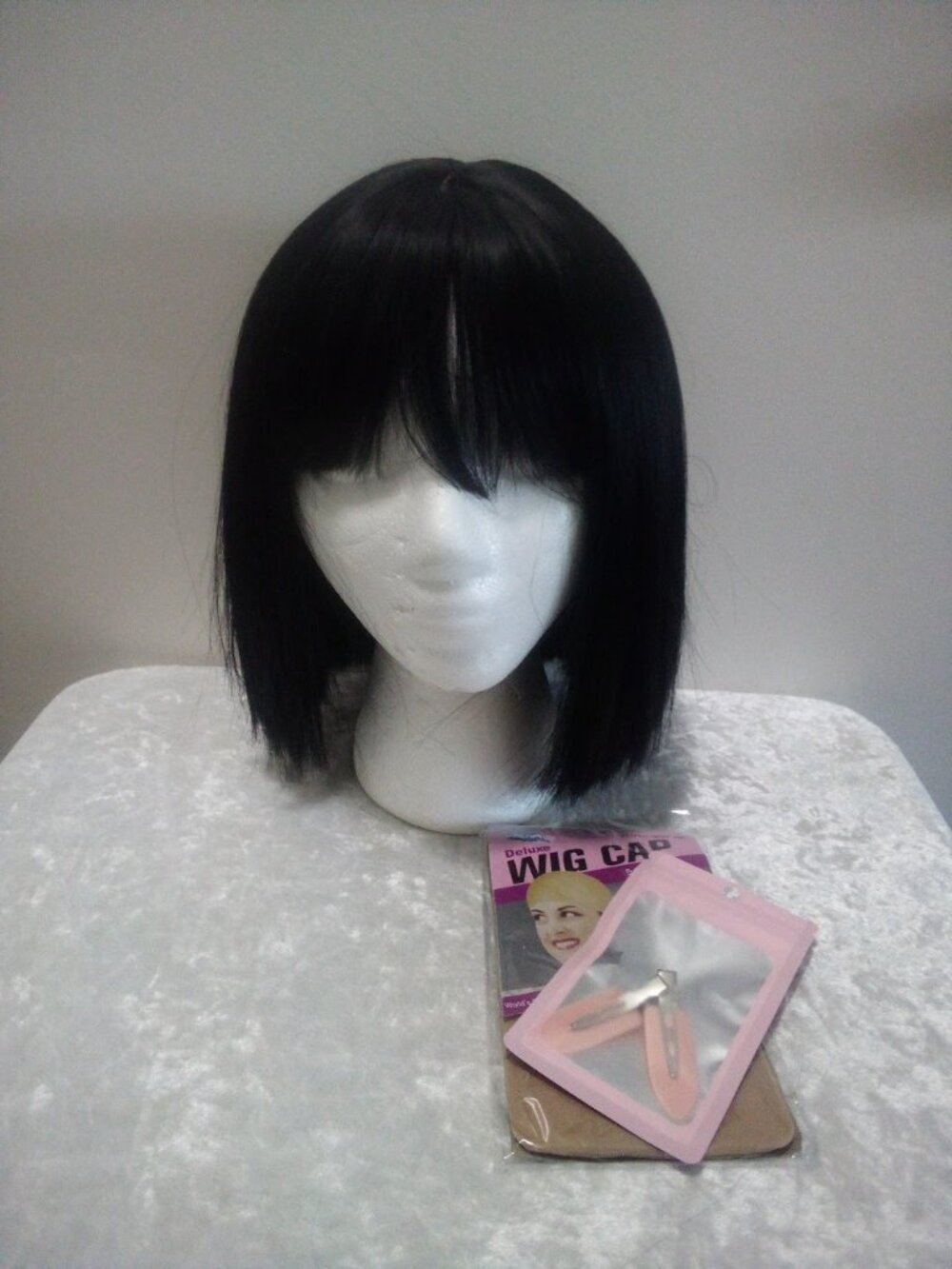 Black Bob Wig with Bangs 13" Short Bob Wigs Women Short Black Wig Daily